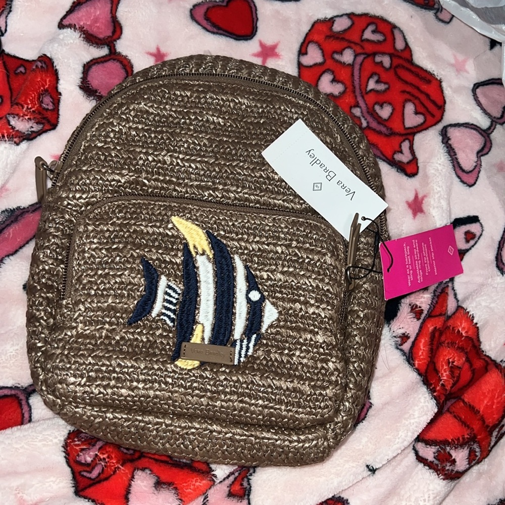 NWT Vera Bradley Straw Mini Convertible Backpack
